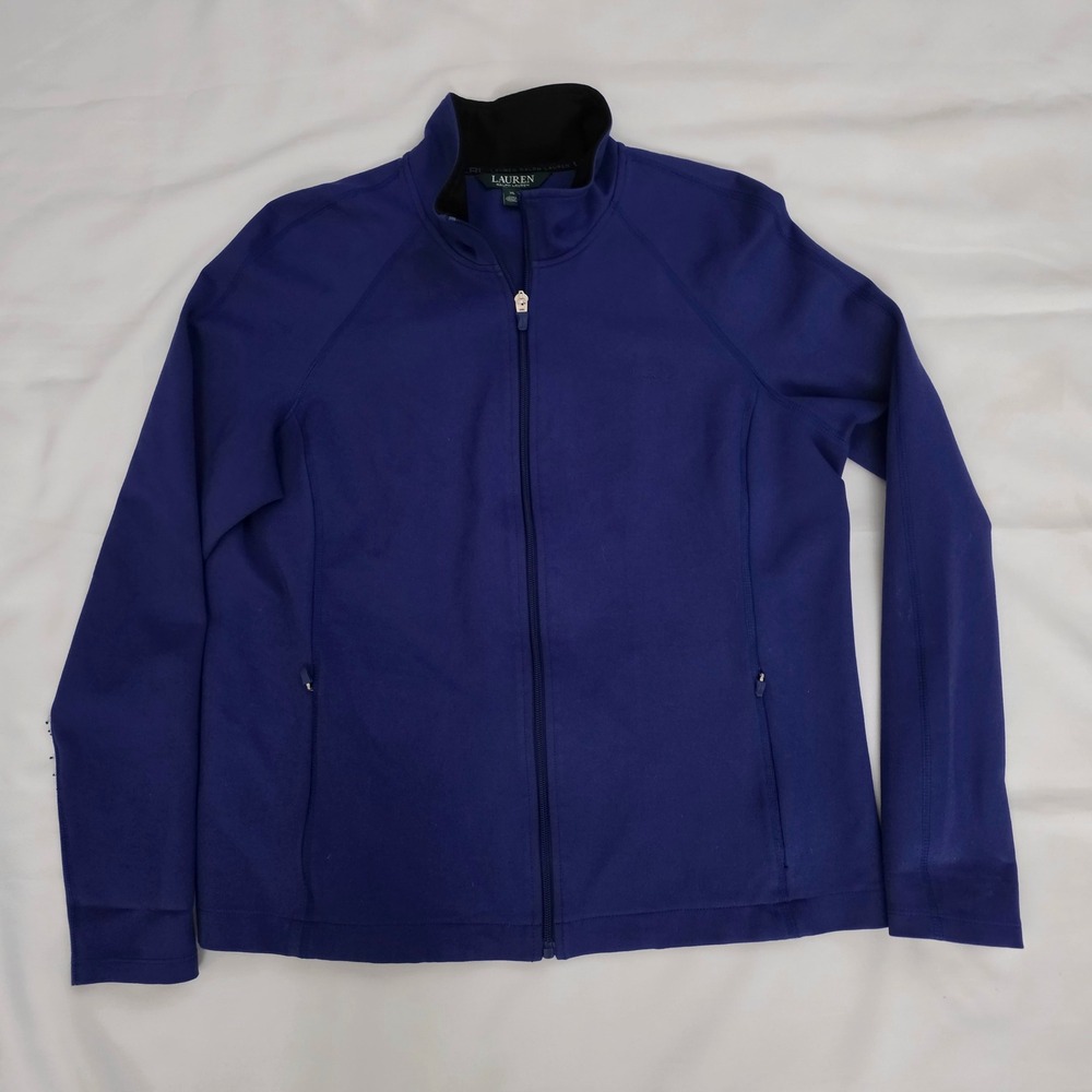 Lauren Ralph Lauren Royal Blue Full Zip Track Jacket Mock Neck Women's XL - Picture 3 of 12